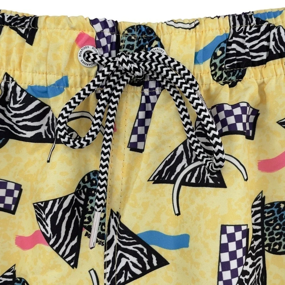 NEW Boardies Swim Trunks Novelty 80s Print Yellow 5